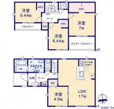 西尾市寺津町、新築一戸建ての間取り画像です