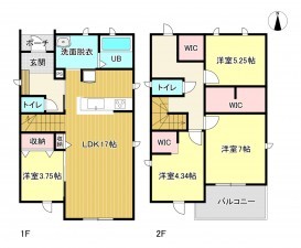 西尾市平坂町、新築一戸建ての間取り画像です