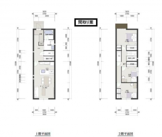 西尾市熊味町、土地の建築プラン例画像です