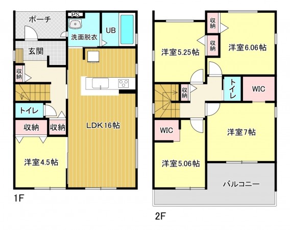 西尾市一色町松木島、新築一戸建ての間取り画像です