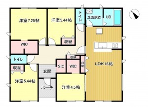 西尾市一色町松木島、新築一戸建ての間取り画像です