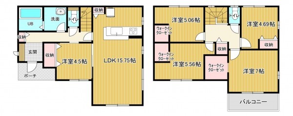 西尾市一色町松木島、新築一戸建ての間取り画像です