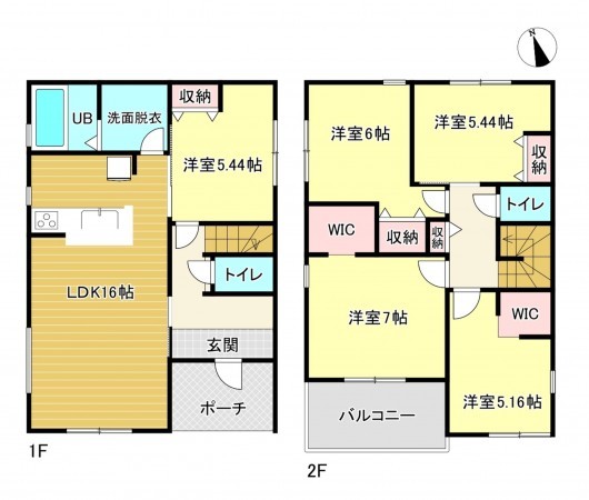 西尾市寺津町、新築一戸建ての間取り画像です