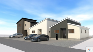 西尾市一色町千間、新築一戸建ての外観画像です