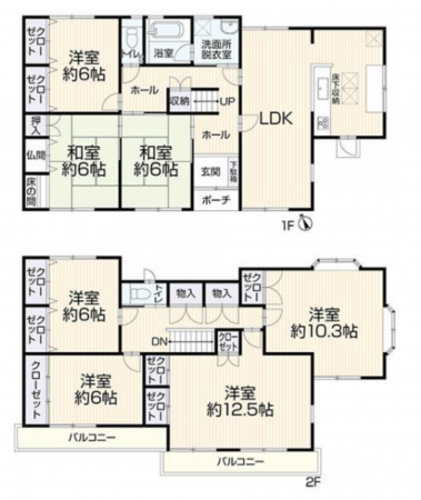 西尾市鵜ケ池町、中古一戸建ての間取り画像です