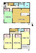 西尾市笹曽根町、中古一戸建ての間取り画像です