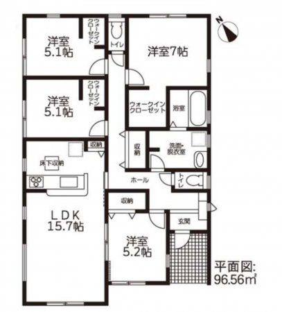 西尾市一色町野田、新築一戸建ての間取り画像です