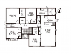 西尾市一色町中外沢、新築一戸建ての間取り画像です