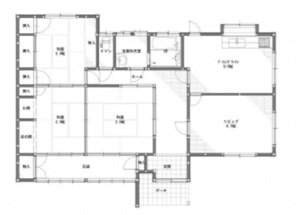 西尾市熊味町、中古一戸建ての間取り画像です