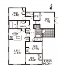 西尾市一色町中外沢、新築一戸建ての間取り画像です