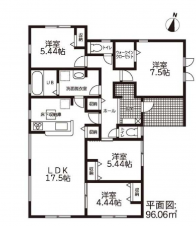 西尾市一色町中外沢、新築一戸建ての間取り画像です