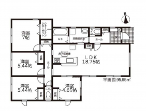 西尾市吉良町吉田、新築一戸建ての間取り画像です