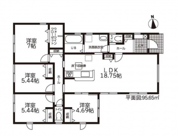 西尾市吉良町吉田、新築一戸建ての間取り画像です