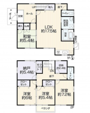 西尾市吉良町饗庭、中古一戸建ての間取り画像です