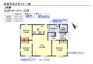 西尾市西浅井町、新築一戸建ての間取り画像です