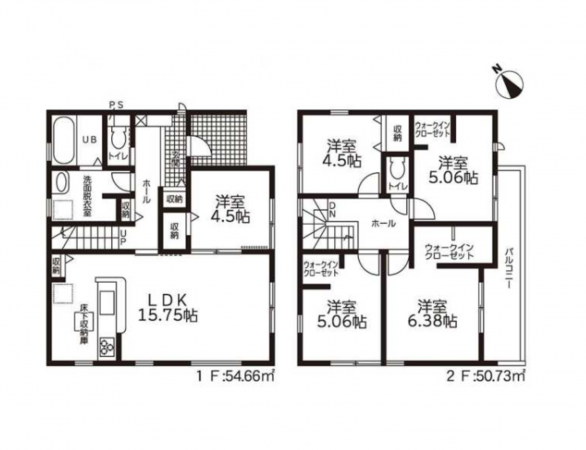 西尾市田貫町、新築一戸建ての間取り画像です