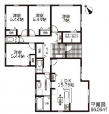 西尾市田貫町、新築一戸建ての間取り画像です
