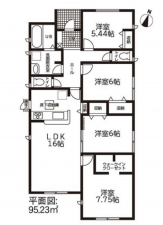 西尾市上永良町、新築一戸建ての間取り画像です
