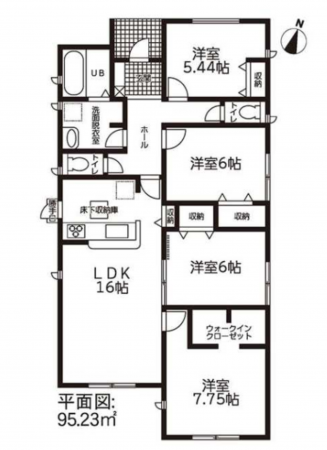 西尾市上永良町、新築一戸建ての間取り画像です