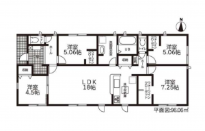 西尾市巨海町、新築一戸建ての間取り画像です