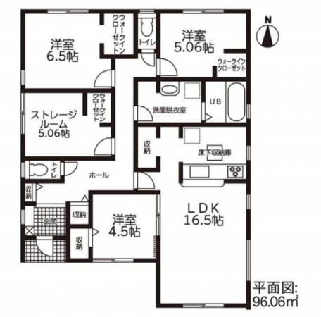 西尾市巨海町、新築一戸建ての間取り画像です