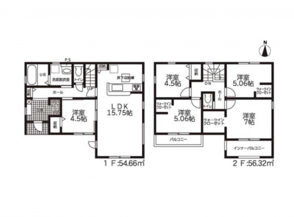 西尾市巨海町、新築一戸建ての間取り画像です