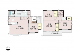 西尾市吉良町吉田、新築一戸建ての間取り画像です