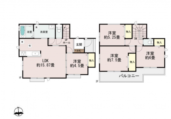 西尾市吉良町吉田、新築一戸建ての間取り画像です