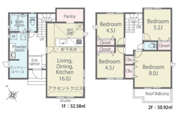 西尾市今川町、新築一戸建ての間取り画像です