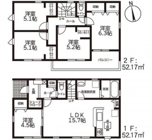 西尾市巨海町、新築一戸建ての間取り画像です