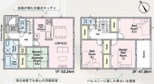 西尾市一色町一色、新築一戸建ての間取り画像です