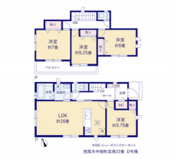 西尾市中畑町、新築一戸建ての間取り画像です
