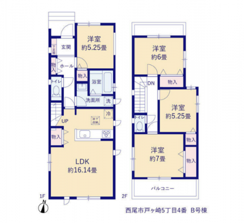 西尾市戸ケ崎、新築一戸建ての間取り画像です