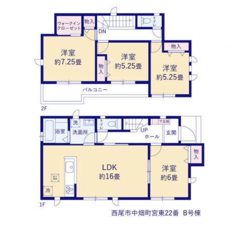 西尾市中畑町、新築一戸建ての間取り画像です