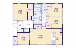 西尾市巨海町、新築一戸建ての間取り画像です
