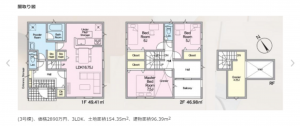 西尾市南中根町、新築一戸建ての間取り画像です