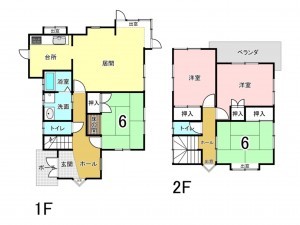 加古川市野口町坂井、中古一戸建ての間取り画像です