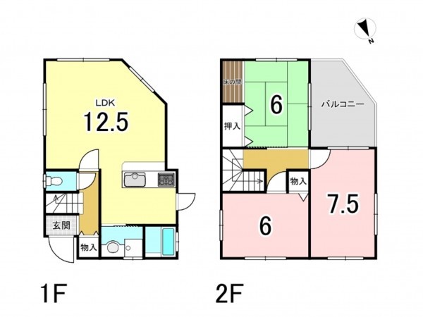 加古川市加古川町稲屋、中古一戸建ての間取り画像です