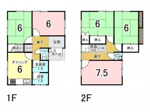 加古川市東神吉町西井ノ口、中古一戸建ての間取り画像です