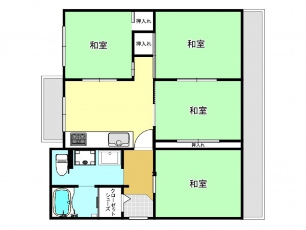 加古川市尾上町養田、マンションの間取り画像です