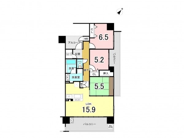 加古川市平岡町新在家、マンションの間取り画像です