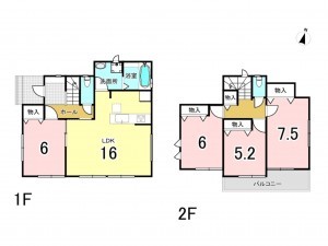 加古川市加古川町大野、新築一戸建ての間取り画像です