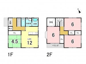 加古川市野口町長砂、中古一戸建ての間取り画像です