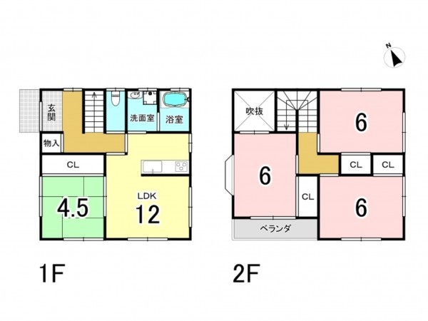 加古川市野口町長砂、中古一戸建ての間取り画像です