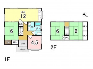 加古川市野口町北野、中古一戸建ての間取り画像です