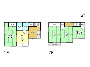 加古川市平岡町新在家、収益物件/住宅の間取り画像です