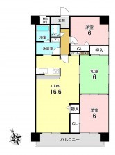 加古川市平岡町新在家、マンションの間取り画像です