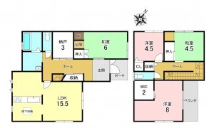 加古川市西神吉町岸、中古一戸建ての間取り画像です