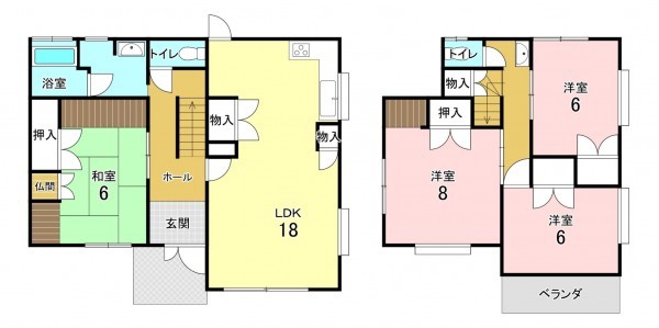 加古川市野口町野口、中古一戸建ての間取り画像です