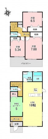 加古川市東神吉町西井ノ口、新築一戸建ての間取り画像です